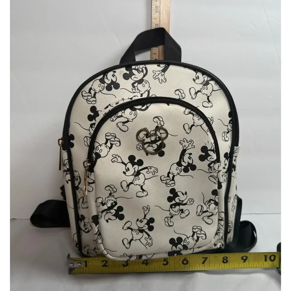 Bioworld Disney Mickey Mouse Mini Backpack Black White Zippered Closure